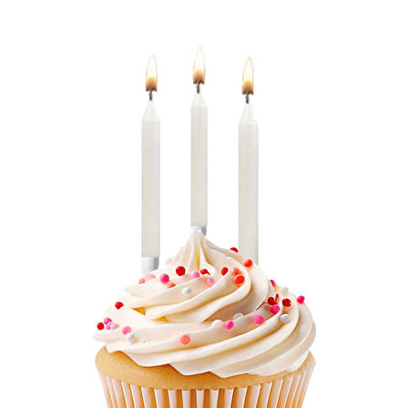 İnci Beyaz Doğum Günü Mumu