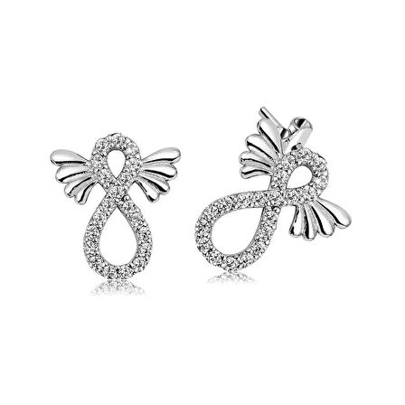 Supertrend Gümüş Kanatlı Sonsuzluk Çivili Küpe