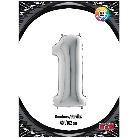 1 Rakam Gümüş Folyo Balon 40"
