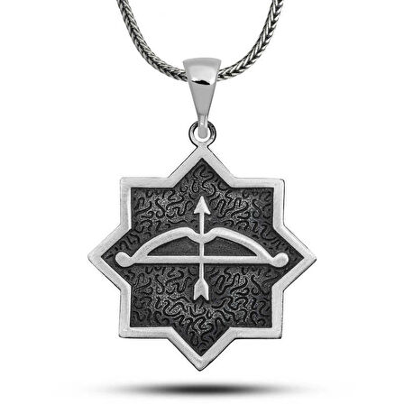 Supertrend ​gümüş Ok Yay İşlemeli Sekizgen Tasarım Kolye