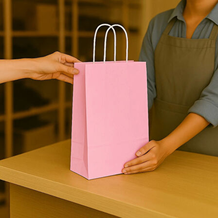 Supertrend Kraft Çanta Pembe Küçük Boy 18x24cm 25li