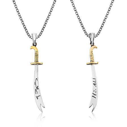 Supertrend Gümüş Zülfikar Kılıcı Hz. Ali Yazılı Erkek Kolye