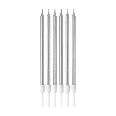 Metalik Gümüş Doğum Günü Mumları