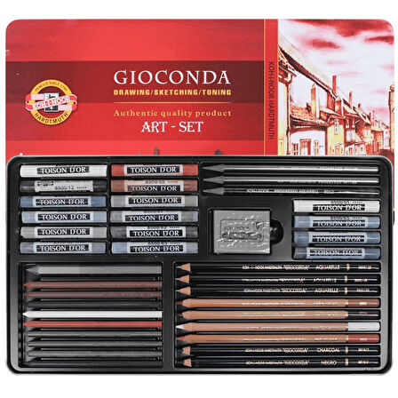 Supertrend Gioconda Art Set Büyük Karakalem Eskiz Çizim Seti Metal Kutu