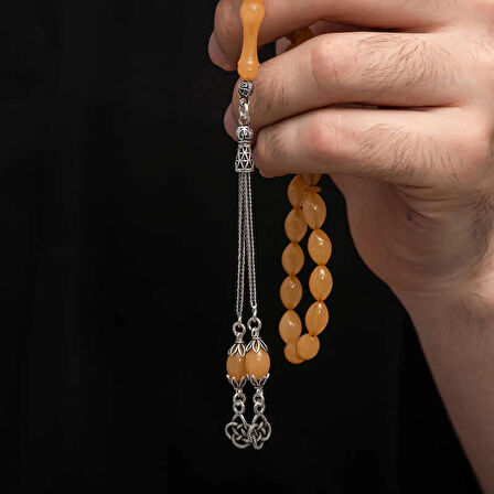 Supertrend Gümüş Püskül Sıkma Kehribar Tesbih