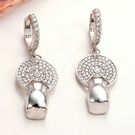 Supertrend ​gümüş Sallantılı Kaplan Figürlü Kadın Küpe