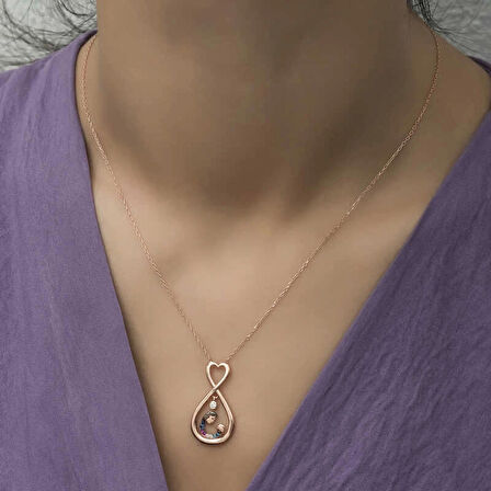 Supertrend Gümüş Rose Sonsuz Kalpli Anne Çocuk Kolyesi