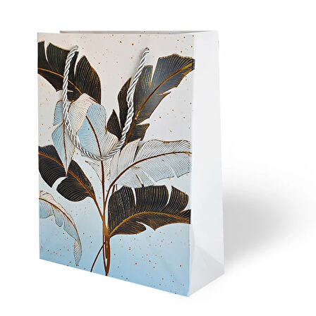18x24 Lüks Karton Çanta Varak Baskılı -Çiçek Temalı-