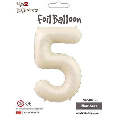 5 Rakam Krem Folyo Balon 34"