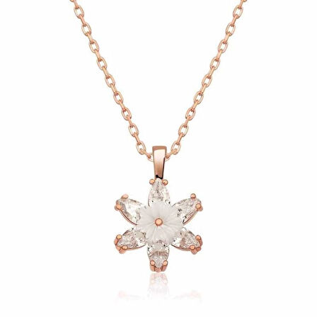 Supertrend Gümüş Rose Beyaz Lotus Çiçeği Kolye