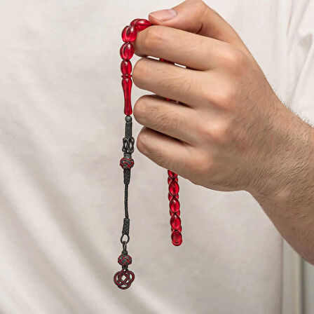 Supertrend Gümüş Kazaz Püsküllü Sıkma Kehribar Tesbih