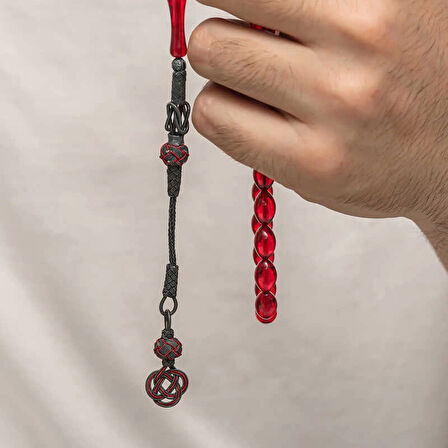 Supertrend Gümüş Kazaz Püsküllü Sıkma Kehribar Tesbih