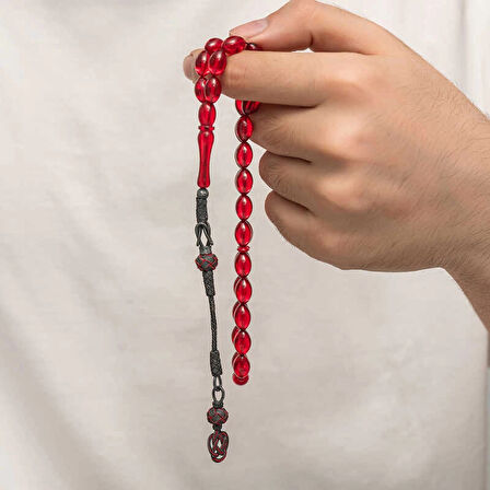 Supertrend Gümüş Kazaz Püsküllü Sıkma Kehribar Tesbih