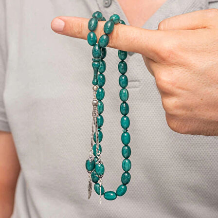 Supertrend Gümüş Püsküllü Sıkma Kehribar Tesbih