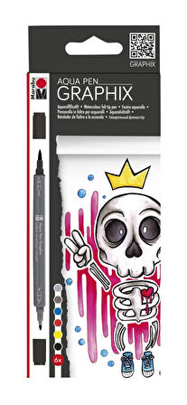 Supertrend Graphix Aqua Pen Çift Uçlu Grafik Çizim Manga Marker Kalemi Seti 6 Renk King Of Bubblegum