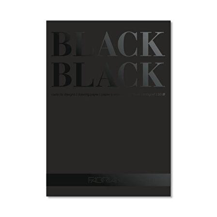 Supertrend Black Black Çok Amaçlı Pürüzsüz Yüzeyli Siyah Yapraklı Çizim Defteri Blok 300 gr. 24x32 cm. 20 yaprak
