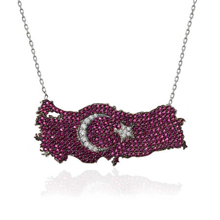 Supertrend Gümüş Ay Yıldız Türkiye Haritası Kadın Kolye