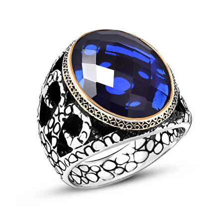 Supertrend Gümüş Mavi Zirkon Taşlı Erkek Yüzük