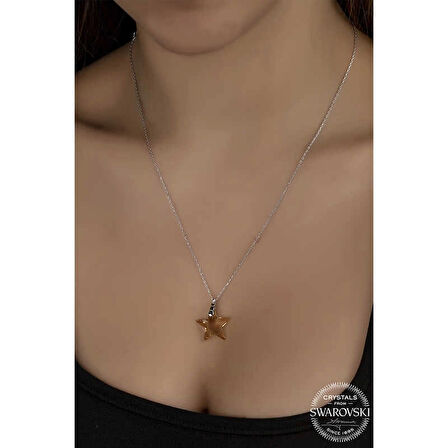 Supertrend ' Crystal Taşlı Yıldız Gümüş Kadın Kolye