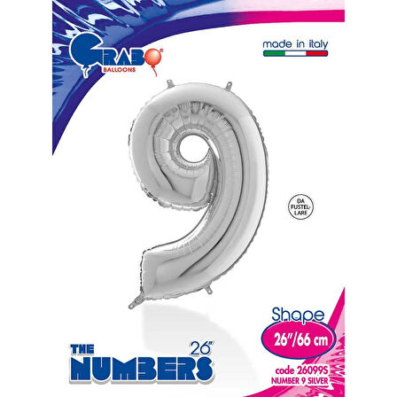 9 Rakam Supertrend Gümüş Folyo Balon 26"