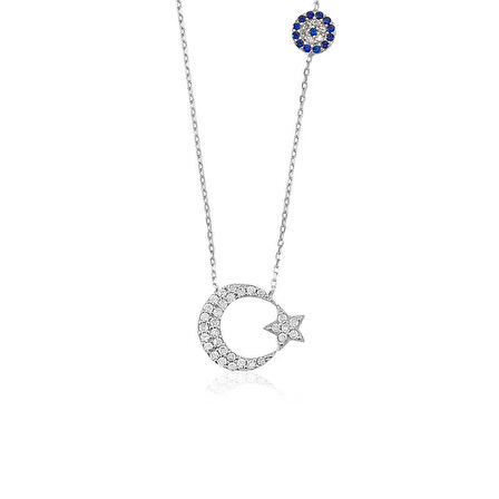 Supertrend Gümüş Ay Yıldız Kadın Kolye