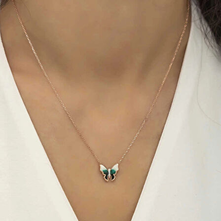 Supertrend Gümüş Rose Minimal Kelebek Kadın Kolye