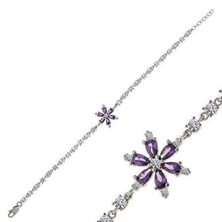 Supertrend Gümüş Mor Lotus Çiçeği Kadın Bileklik