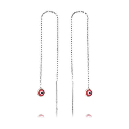 Supertrend Gümüş Zincirli Pembe Nazar Küpe