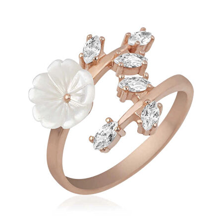 Supertrend ​gümüş Rose Beyaz Bahar Çiçeği Yüzük