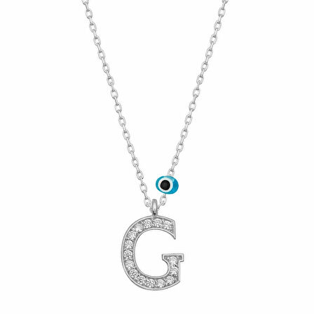 Supertrend Gümüş Nazar Rodyum G Harfi Kadın Kolye