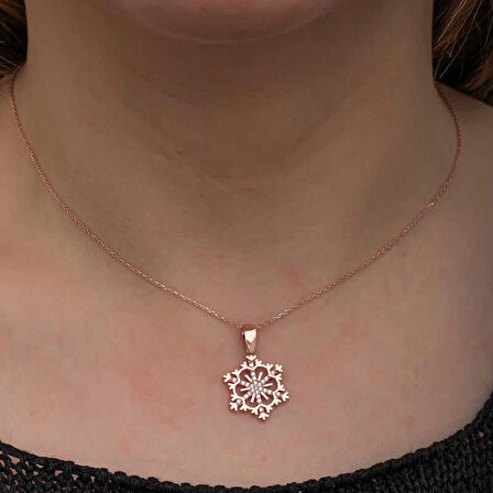 Supertrend Gümüş Rose Kar Tanesi Kadın Kolye