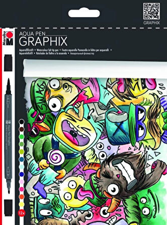 Supertrend Graphix Aqua Pen Çift Uçlu Grafik Çizim Manga Marker Kalemi Seti 12 Renk