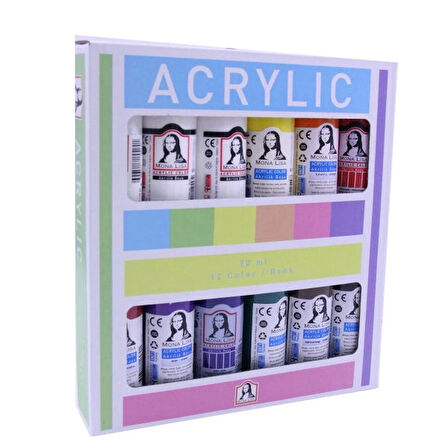Supertrend Mona Lisa Akrilik Boya Seti 12 Renk x 70 ml. (Ekstra Beyaz)