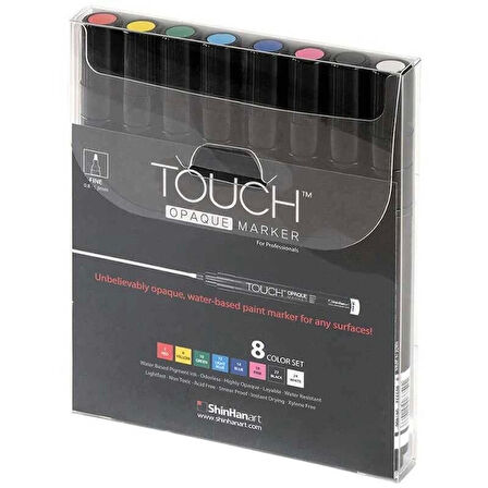 Touch Opaque Marker Su Bazlı Akrilik Boyama Markörü Kalemi Seti 8 Renk Fine Uç (0.8-1.3 mm)