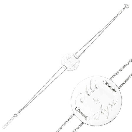 Supertrend Gümüş İsimli Yuvarlak Plaka Kadın Bileklik