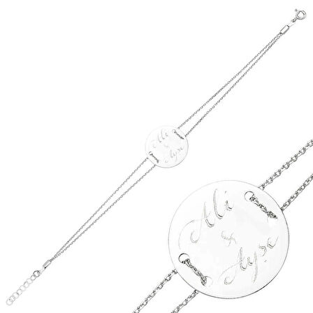 Supertrend Gümüş İsimli Yuvarlak Plaka Kadın Bileklik