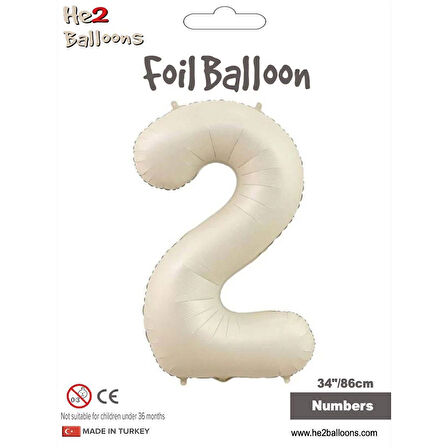 2 Rakam Krem Folyo Balon 34"