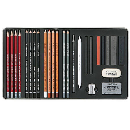 Supertrend Teacher's Choice Advanced Drawing Set Karakalem Eskiz Çizim Seti Metal Kutu 27 Parça
