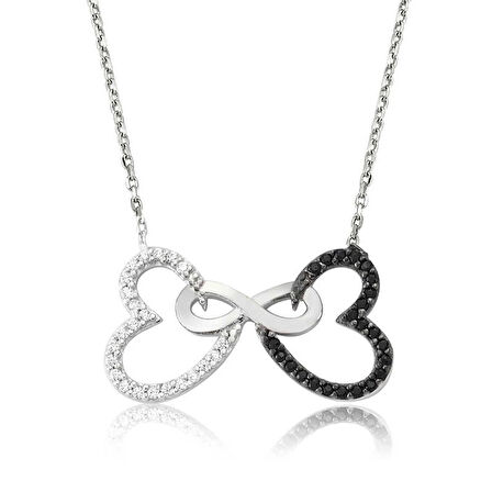 Supertrend Gümüş İki Kalp Sonsuzluk Kadın Kolye