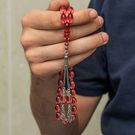 Supertrend Gümüş Püsküllü Ateş Kehribar Tesbih