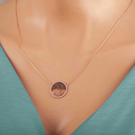 Supertrend Gümüş Rose Hayat Ağacı Kadın Kolye