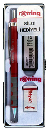 Supertrend Tikky Versatil Kalem + Min + Silgi Okul Seti 0.7 mm KIRMIZI