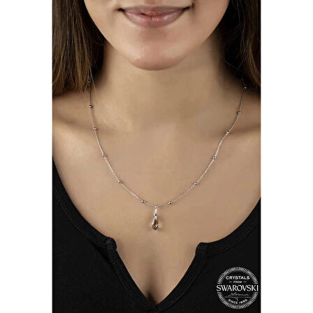 Supertrend Swa Crystal Taşlı Ametist Top Zincir Gümüş Kadın Kolye