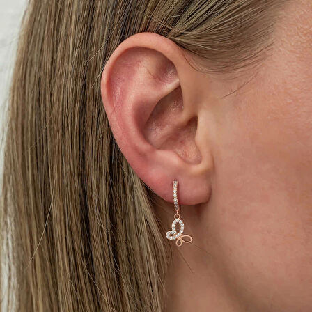 Supertrend Gümüş Sallantılı Rose Kelebek Kadın Küpe