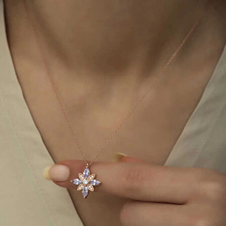 Supertrend Gümüş Lila Taşlı Umut Çiçeği Kolye