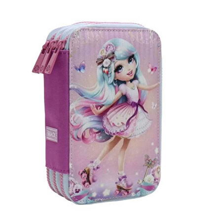 Bback 3 Katlı Kalem Çantası / Kalemlik / Kalem Kutusu Patenli Kız