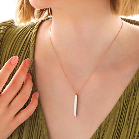 Supertrend Gümüş Rose İsim Yazılabilen Açılır Çubuk Kadın Kolye