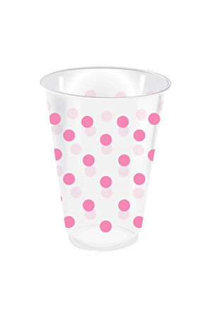 Supertrend Plastik Bardak Pembe Puantiyeli Şeffaf 250cc 25li