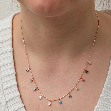 Supertrend Gümüş Renkli Damla Taşlı Şans Kadın Kolye