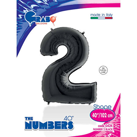 2 Rakam Supertrend Siyah Folyo Balon 40"